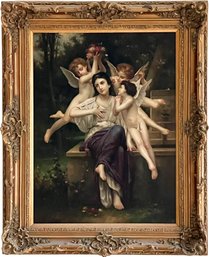 A High Quality Oil On Canvas Reproduction Of Bouguereau's Rve De Printemps