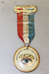Antique Washington Odd Fellows Double Sided Badge With Ribbon