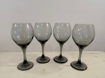 Vintage Classic Smoke Tulip Wine Glasses - Set Of 4