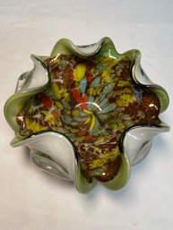 Italian Murano Handmade Art Glass Bowl 8' No Chips Decorative Dish