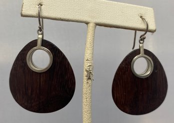 Silpada Wood And Sterling Dangle Earrings