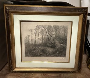 Black &white Print Of Morgen Le Malin Morning, E. Will Man Sculpsit, J.Mark Pinxit In A Wooden Frame.Boh WA/D