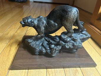 Vintage Signed And Dated Mountain Lion Sculpture