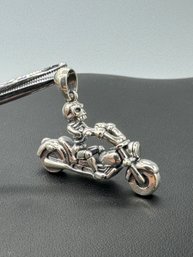 Badass & Heavy Sterling Silver Skeleton Harley Rider Pendant