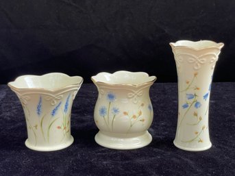 Classic Lenox Set Of 3 Floral Votive Candle Holders With China 24k Trim