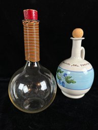 Chemistry Lab Glass Round Bottom Boiling Flask And Pottery Bottle