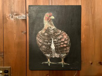Oil On Canvas Of A Hen By Patti Hirsch (American, 1935-2023)  16' X 20'