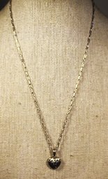 Fine Sterling Silver Chain 16' Long Having Small Heart Shaped Pendant