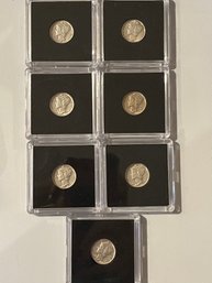 7 Mercury Dimes 1938, 1939, 1940, 1941, 1943, 1944, 1945