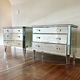 A Fantastic Pair Of 1950s Mirrored 3-drawer Chests