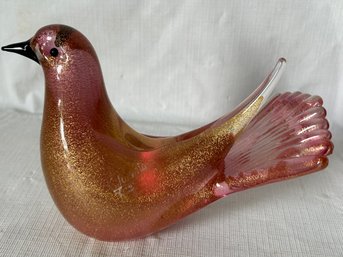 Fantastic Mid Century SEGUSO DI MURANO Blown Glass Dove Sculpture- Embedded Gold Flux