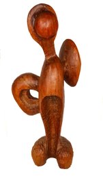 Large Abstract Wood Carving Sculpture Over 2 Feet Tall!