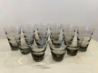 Vintage Libbey Saturn Optic Ripple Classic Smoke Tumblers (Set Of 12)