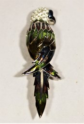 Large Parrot Rhinestone And Enamel Parrot Brooch