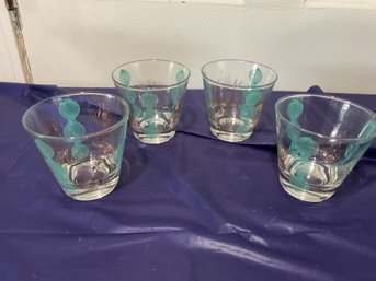 1950s Atomic Aqua/ Gold Whisky  Tumblers