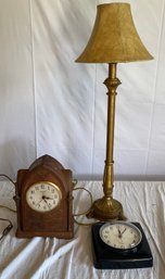 Two Clocks And Stick Lamp