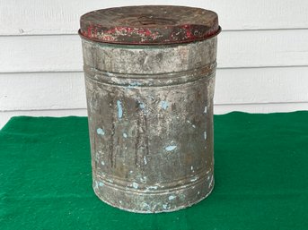 Antique Tin Bucket With Lid