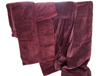 Four Burgundy Red Velvet Curtain Panels - Including Pottery Barn