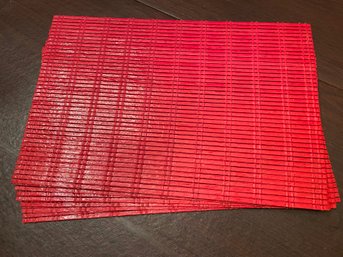Set Of Eight Red Slatted Placemats