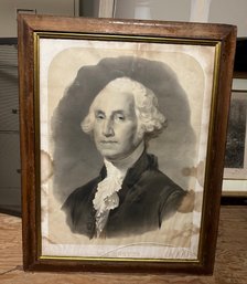 Print Tinted President George Washington In A Wooden Framed. Boh - WA - D