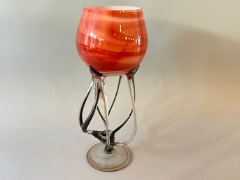 Josefina Krosno Poland Jellyfish Style Hand Blown Glass Vase