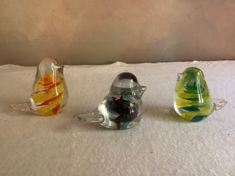 Colored Glass Bird Paperweights