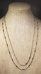 Elongated Sterling Silver Chain Necklace 36' Long