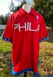 New Without Tags Vintage Nike Team Sports NBA Philadelphia 76'ers Snap Button Front Jersey Size M