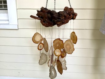 Cypress Knee & Petrified Wood Wind Chime - Original Sculpture