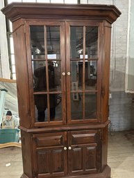 Corner Cabinet With Glass Door On Top - Pine