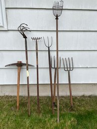Collection Of Vintage Yard Tools.