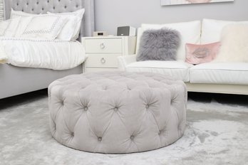 Pottery Barn Kids Grey Velvet Tufted Ottoman  MEASUREMENTS?