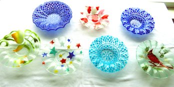 6 Colorful Sydenstricker Fused Glass Dishes