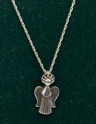 Vintage Sterling Angel Pendant On Sterling Chain