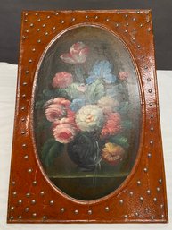 Floral Bouquet Painting Painted Frame Decorted With Nail Head 16x24