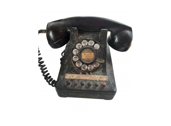 Vintage 1930's Rotary Dial Telephone With Fabric Cord