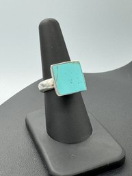 Mexican Sterling Silver & Turquoise Square Ring