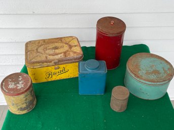 Group Of 6 Antique Tins