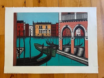 Lithograph, Gondolas In Grand Canal, Signed And Numbered Limited Edition
