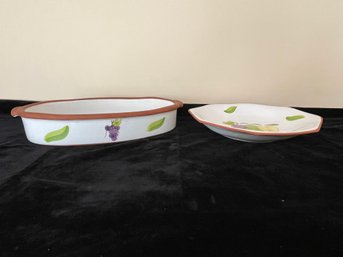 Hand Painted Portuguese Terra-cotta Serving Platters