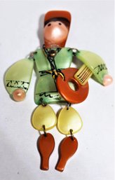 Vintage Celluloid Bakelite Era Plastic Rare Figural With Guitar