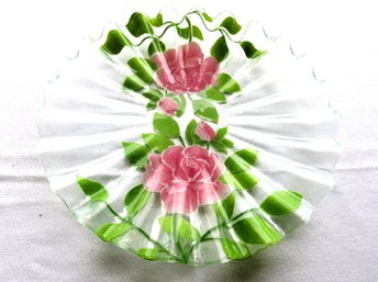 Sydenstricker Fused Glass Pink And Green Plate