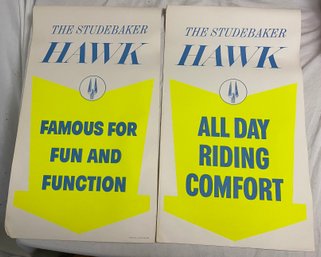 Two Studebaker Hawk Color Lithograph Advertisements