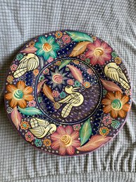Decorative Hand Painted Folk Art Plate Unsigned 12'