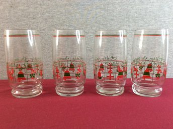 Vintage Holiday Greetings Drinking Glasses