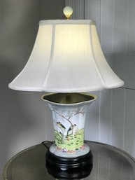 (1 Of 2) Gorgeous Hand Painted Cache Pot Lamp - Paid $385 Each At Whitney Shop In New Canaan, CT  - WOW !