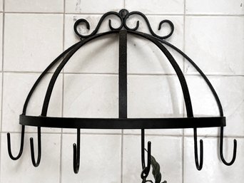 A Vintage Wrought Iron Pot, Or Utensil Rack