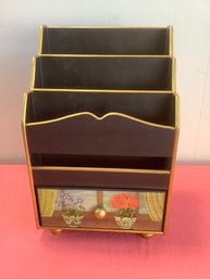 Desk Top Mail Organizer With Drawer Hand Made In Thailand