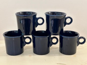 Homer Laughlin Fiesta Ware Cobalt Blue Coffee Mugs - Set Of 5