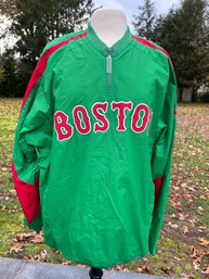 NOS Never Worn No Tags Green & Red Boston Red Sox MAJESTIC Quarter Zip Pullover Wind Breaker Sz L